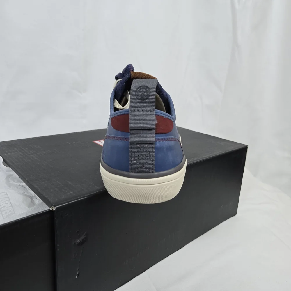Toms x Marvel Mens Navy Captain America Leather Carlo Sneakers 9 NEW Limited Ed